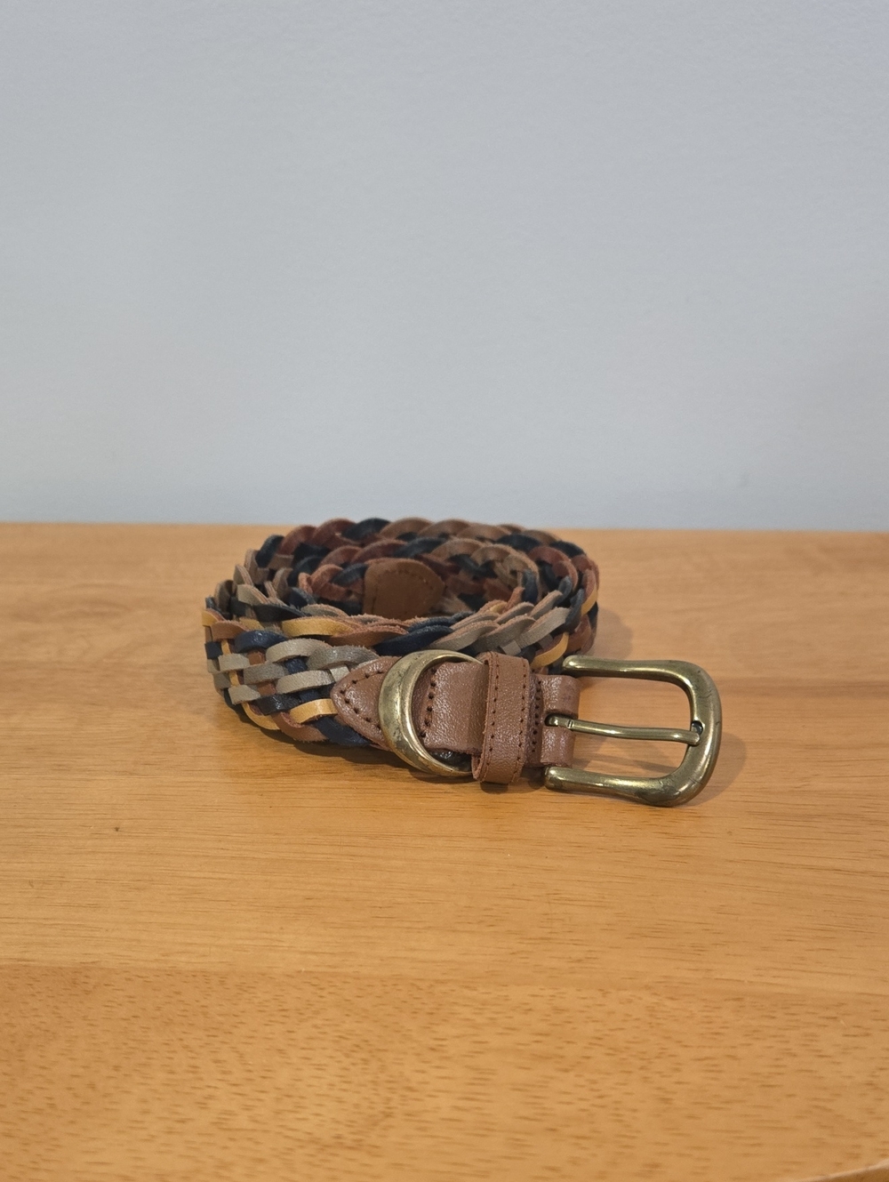 Vintage Braided Genuine Leather Unisex Belt in Brown, Tan, Navy